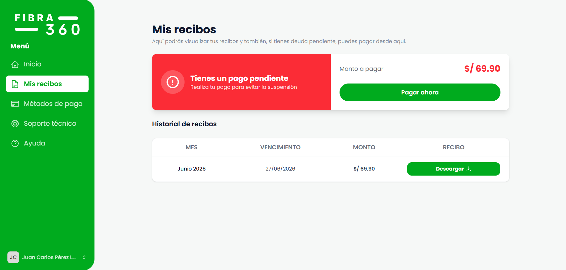 Selecciona tu recibo